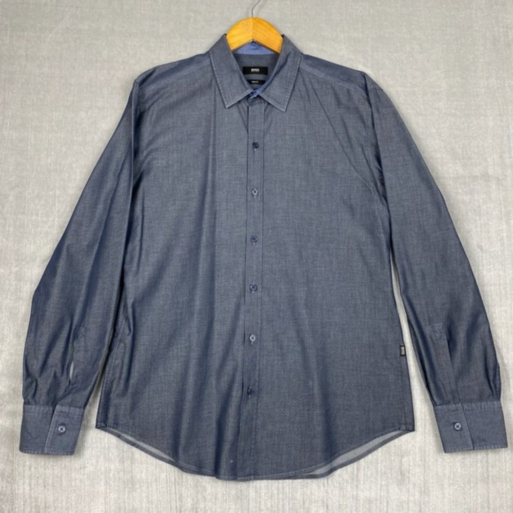 Boss Button Up Dress‎ Shirt Mens L Robbie Slim Fit 100% Cotton Tailored Luxury